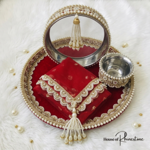 Royal Pearl & Velvet Thali Set